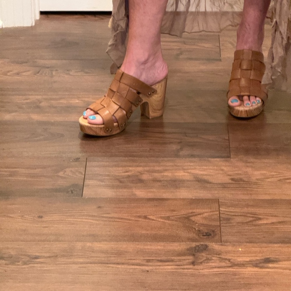 Kork-Ease Tan Mules with Platform Sole